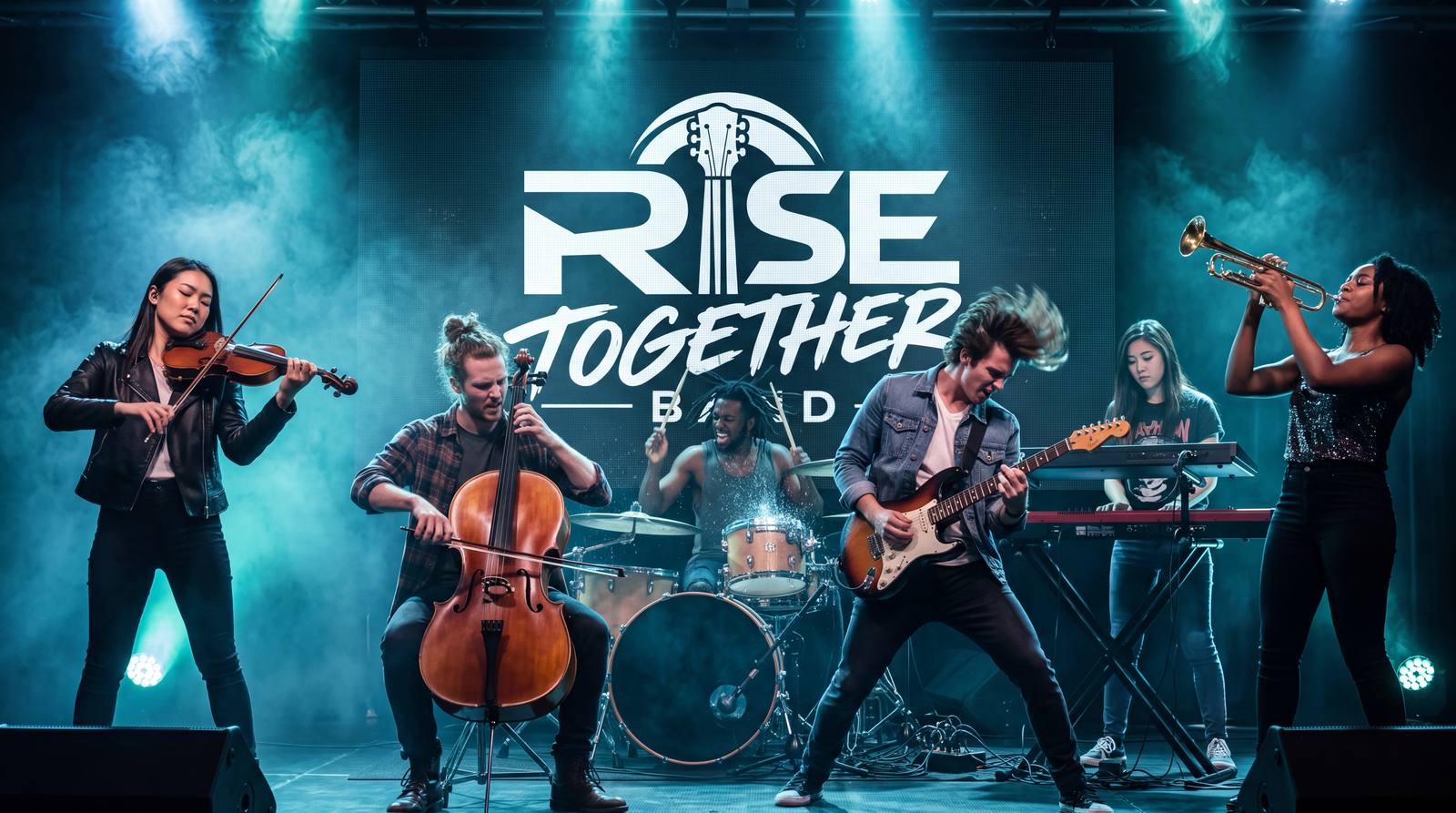 The Rise Together Band performing on stage