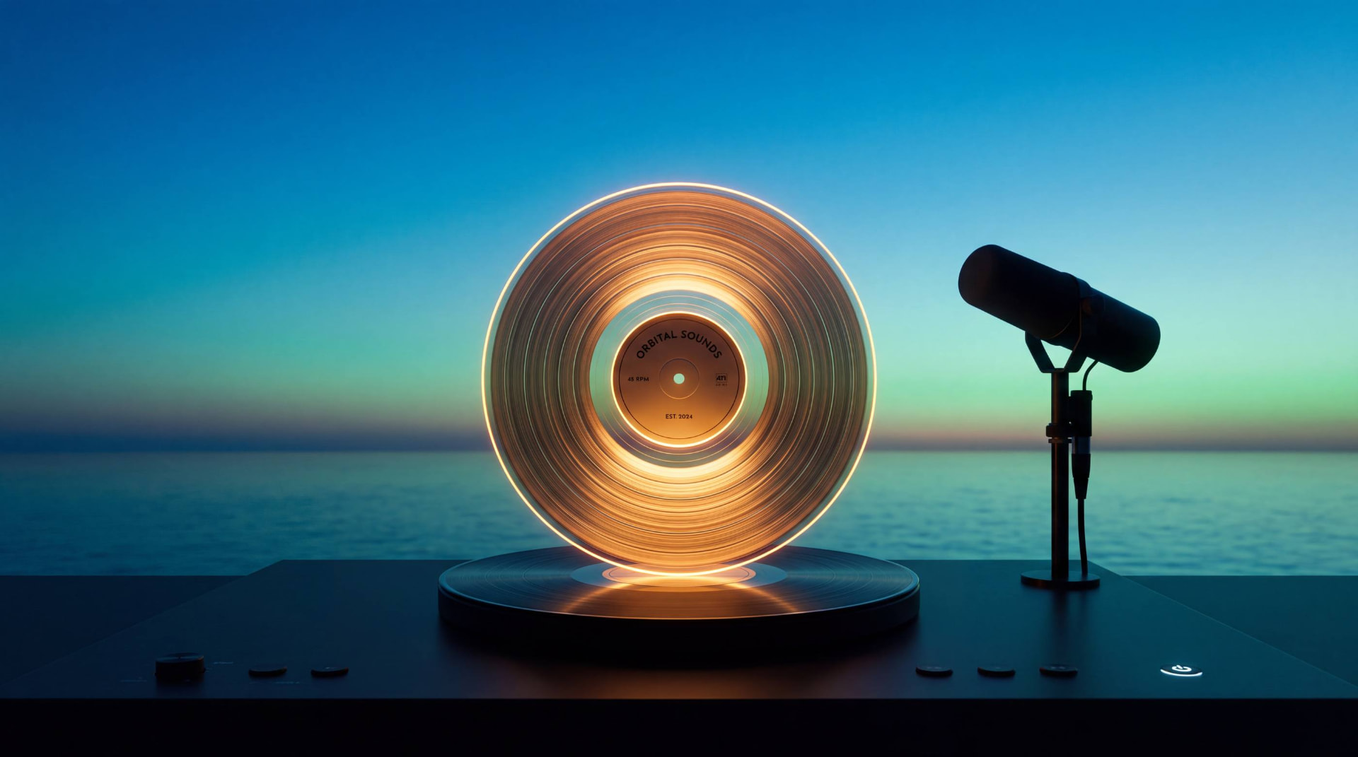 Record label teaser: vinyl and microphone